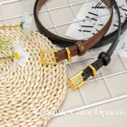 Maikun Belt For Women Gold Buckle Elegant Leather Belt Compatible With Dresses And Pants