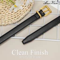Maikun Belt For Women Gold Buckle Elegant Leather Belt Compatible With Dresses And Pants