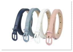 1.5x105cm Colorful Women's Belt Fashion Casual Versatile Jeans Accessories Pin Buckle Girdle Simple PU Leather Thin Waistband