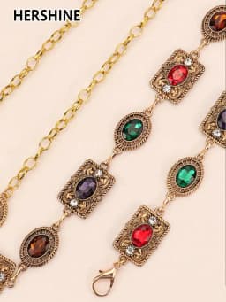 HERSHINE Women's Fashion Colorful Rhinestone Waist Chain, Bohemian Style, Retro Style, Court Style,spring,summer,Christmas