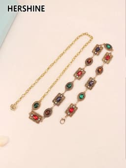 HERSHINE Women's Fashion Colorful Rhinestone Waist Chain, Bohemian Style, Retro Style, Court Style,spring,summer,Christmas