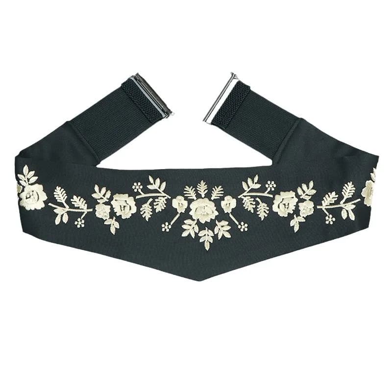 Chinese Tradtional Embroidery Flower Fabric Elastic Waistbands Women Elegant Wide Strechy Waist Belts Embroider Cinturon Flores