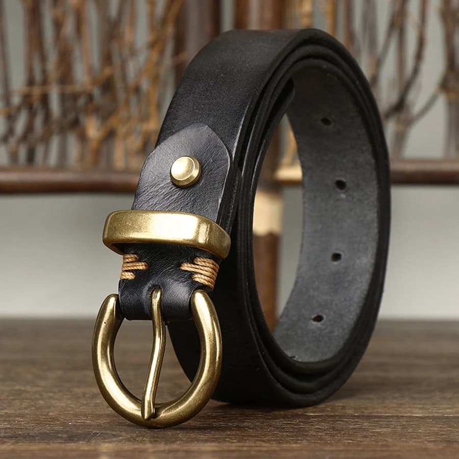 2.8CM Thick Genuine Leather Belt For Women Pin Copper Buckle Retro Cowhide Full Match Casual Jeans Women Belts Female Quality