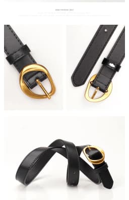 2.3x103cm Female Fashion Belt Simple Golden Metal Buckle Belt for Women Ladies Black Suit Jeans Dresses Clothing Accessories