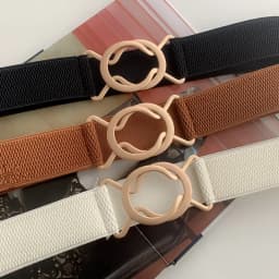 Gold Round Buckle Elastic Women Wide Belt Fashion White Black Brown Stretch Female Waist Belt Ladies Suit Coat Dress Waistband