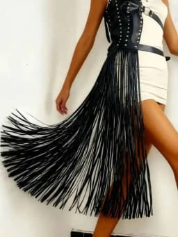 LGRQ Gothic Faux Leather Fringe Body Chain Belt for Women, Punk Tassel Waist Harness for Party, Festival, and Rave Outfits