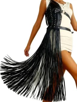 LGRQ Gothic Faux Leather Fringe Body Chain Belt for Women, Punk Tassel Waist Harness for Party, Festival, and Rave Outfits