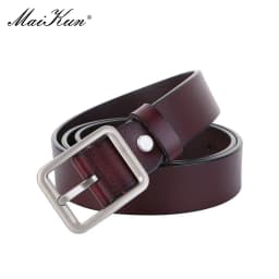 Maikun Genuine Leather Square Buckle Belt For Women New Simple Vintage Pin Buckle Jeans Versatile Belt