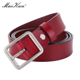 Maikun Genuine Leather Square Buckle Belt For Women New Simple Vintage Pin Buckle Jeans Versatile Belt