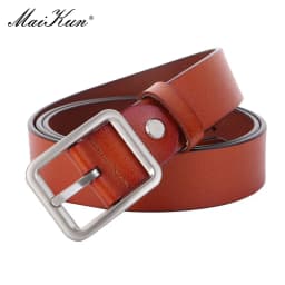 Maikun Genuine Leather Square Buckle Belt For Women New Simple Vintage Pin Buckle Jeans Versatile Belt