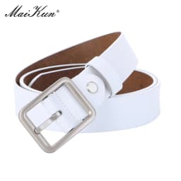 Maikun Genuine Leather Square Buckle Belt For Women New Simple Vintage Pin Buckle Jeans Versatile Belt
