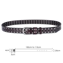 VATLTY Fashion Women's Leather Belt Alloy Buckle Rivet Punk Belt for Female 2.5cm Natural Cowhide Ladies Hip Hop Belt Waistband