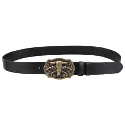 Cowhead Buckle Cowskin Genuine Leather Belt Cowboy