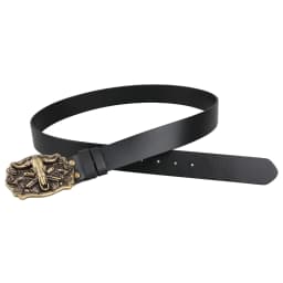 Cowhead Buckle Cowskin Genuine Leather Belt Cowboy