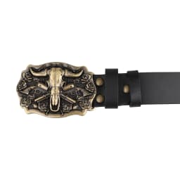 Cowhead Buckle Cowskin Genuine Leather Belt Cowboy