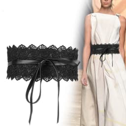 Fashion Lace Bow Women Belt Black Wide Corset Lace Up Waistband Female Dress Decor Waist Belt
