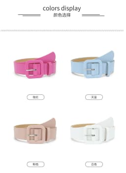 3.8x105cm Fashion Vintage Female Waistband Women Square Buckle Decorative Belt Candy Color Casual Pants Jeans Accessory Belts