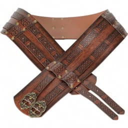 Nordic Medieval Viking Style Wide Embossed Vintage PU Leather Belt, Renaissance Knight Armor Belt Apparel Accessory, Suitable Fo