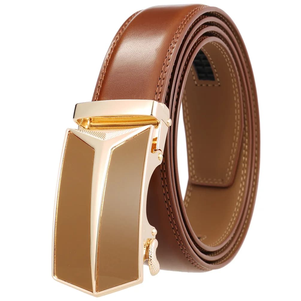 3.5cm Classic Business Office Black Brown Genuine Cow Leather Belts For Men Luxury Designer Automatic Buckle Formal Strap Male