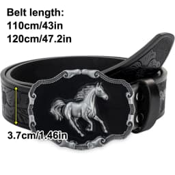 Western Men's Denim Belt, Retro Belt, Wild Horse Buckle, Hip-Hop Personality, Retro Style, Unisex Matching with Jeans/Casual Pan