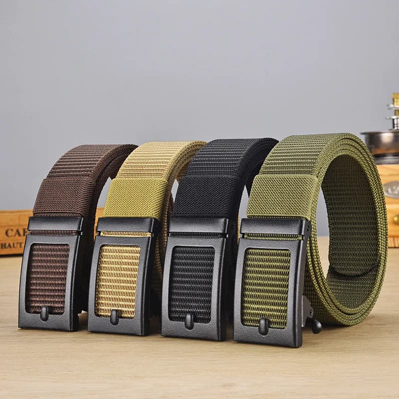 Ratchet Belt for Men Work Casual,1 3/8inch Wide Quick Release Automatic Slide Buckle Nylon Webbing Waist Belt,Gifts for Dad