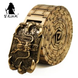 Men's belt metal stainless steel belt silver dragon retro-cologne silver belt high-end designer steel belt personality belt