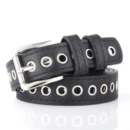 New Metal Full Eyelet Belt for Women's Belt  Korean Version Versatile Fashionable Hollowed Out Decorative Pu Belt 2.3X105cm