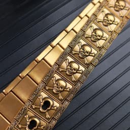 Men Stainless steel Belt metal waistband Golden Skull Skeleton Buckle Punk Rock style Self-defense high quality gold belt black