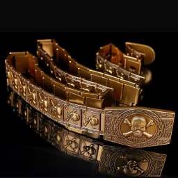 Men Stainless steel Belt metal waistband Golden Skull Skeleton Buckle Punk Rock style Self-defense high quality gold belt black