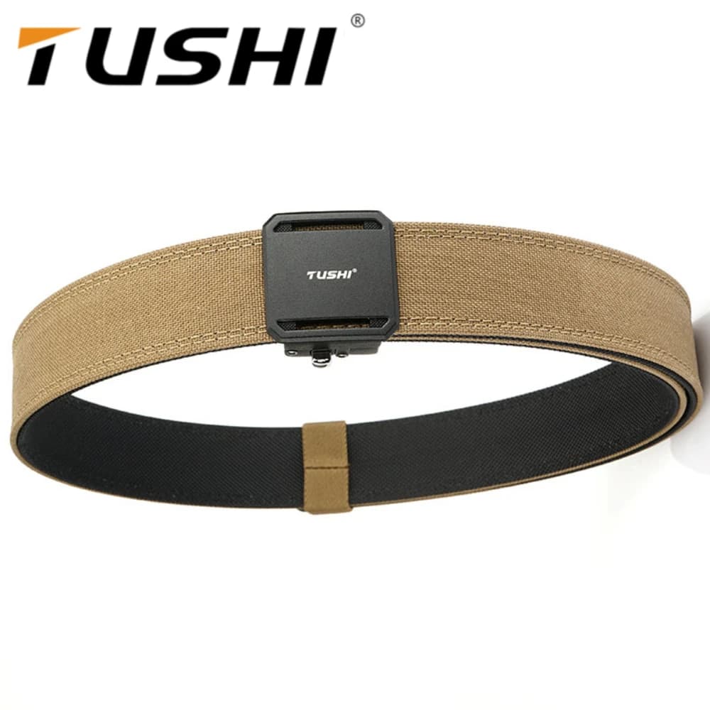 TUSHI Brand 3.8 Double Layer Thickened Tactical Belt CS Multifunctional Automatic Buckle Upgraded Version Gun Hanging Nylon Belt