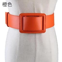 2024 Luxury Women Orange Wide 4.5cm Non Porous Belt Simple All Match Decorative Ultra Coat Black Waist Seal Spot 65-82cm
