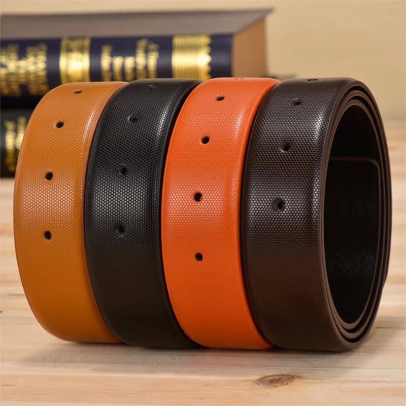 Genuine Leather Belt for Men Smooth Bule Waist Belt Boys Youth Adult 3.3cm Wide No Head Pattern Belt Faion Accory