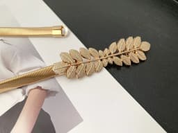 European and American Fashion Women Elastic Waist Chain Metal Leaf Buckle Gold Thin Belts for Women Decoration Dress Ceinture