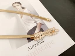 European and American Fashion Women Elastic Waist Chain Metal Leaf Buckle Gold Thin Belts for Women Decoration Dress Ceinture