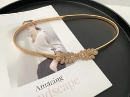 European and American Fashion Women Elastic Waist Chain Metal Leaf Buckle Gold Thin Belts for Women Decoration Dress Ceinture