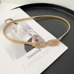 European and American Fashion Women Elastic Waist Chain Metal Leaf Buckle Gold Thin Belts for Women Decoration Dress Ceinture