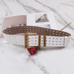 Genuine Leather Waist Seal Wide Eye Belts Lady's Three-row Needle Buckle Waist Seal Pure Cowhide Bronze Buckle Wide Belt