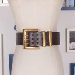 Genuine Leather Waist Seal Wide Eye Belts Lady's Three-row Needle Buckle Waist Seal Pure Cowhide Bronze Buckle Wide Belt