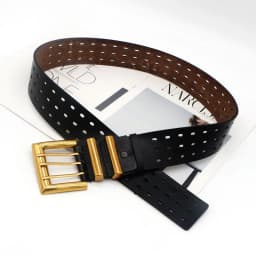 Genuine Leather Waist Seal Wide Eye Belts Lady's Three-row Needle Buckle Waist Seal Pure Cowhide Bronze Buckle Wide Belt