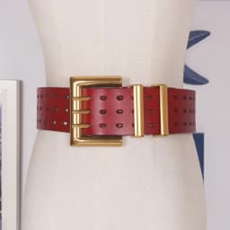 Genuine Leather Waist Seal Wide Eye Belts Lady's Three-row Needle Buckle Waist Seal Pure Cowhide Bronze Buckle Wide Belt