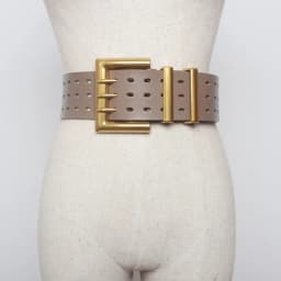 Genuine Leather Waist Seal Wide Eye Belts Lady's Three-row Needle Buckle Waist Seal Pure Cowhide Bronze Buckle Wide Belt