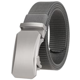 Plyesxale Luxury Designer Mens Military Automatic Buckle Nylon Belts Top Quality Gray Beige Belts For Man Casual Waist Belt B70