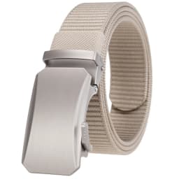 Plyesxale Luxury Designer Mens Military Automatic Buckle Nylon Belts Top Quality Gray Beige Belts For Man Casual Waist Belt B70
