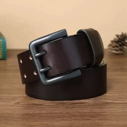 Cowskin Mens Belt Vintage Genuine Leather Jeans Belt Strap Double Pin Buckle Designer Belts for Men Male Gift 4.3cm Width Blue