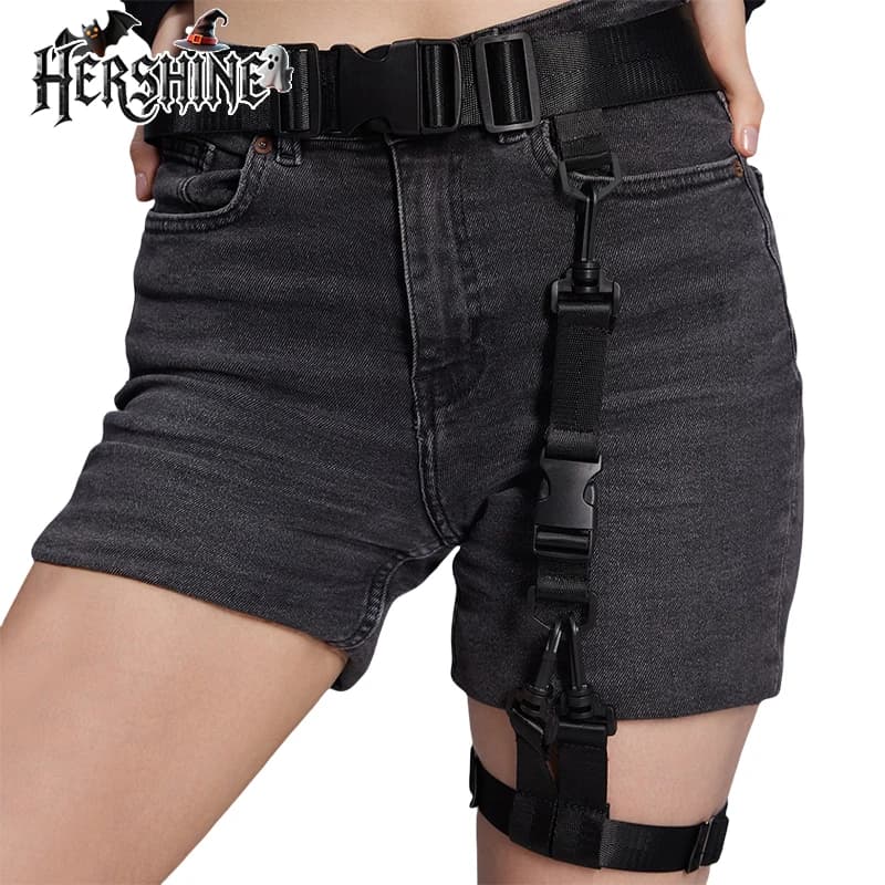 HERSHINE Women's Fashion Canvas Belt and Leggings Set, Y2K Punk, Gothic, Harajuku, Rock, and Hip Hop Accessories，spring，summer