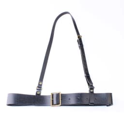 Black Double Needle Buckle Officer Leather Belt Crossed Shoulder Diagonal Shoulder Strap Performance Props 55 Style Bullhide ...