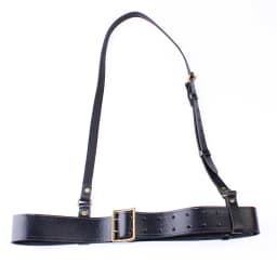 Black Double Needle Buckle Officer Leather Belt Crossed Shoulder Diagonal Shoulder Strap Performance Props 55 Style Bullhide ...