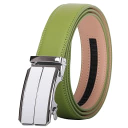 Plyesxale Fashion Green Genuine Leather Belts For Men Luxury Designer Automatic Buckle Belt Man Business Formal Belts Male B104