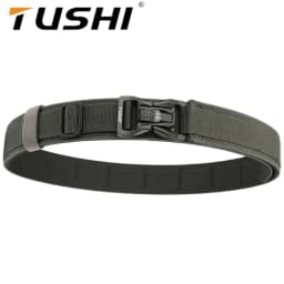 TUSHI Brand 3.8 Casual Outdoor Dual Use Tactical Training Men's Buckle Belt Thickened Hardened Double Layer Hanging Gun Belt