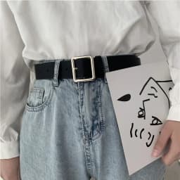 2024 PU Leather Belt for Women Square Buckle Pin Buckle Jeans Black Belt Chic Luxury Brand Ladies Y2k Belt Female Waistband